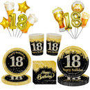 18th Birthday Party Disposable Tableware Plate Cup Napkin Black Gold Party Decorations Birthday Balloon 18 Years Party Supplies