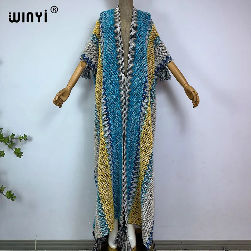 WINYI woman Winter Knitted cardigan coat Loose Christmas Fashion hipster party dress Thick Warm free size Female cloke overcoat