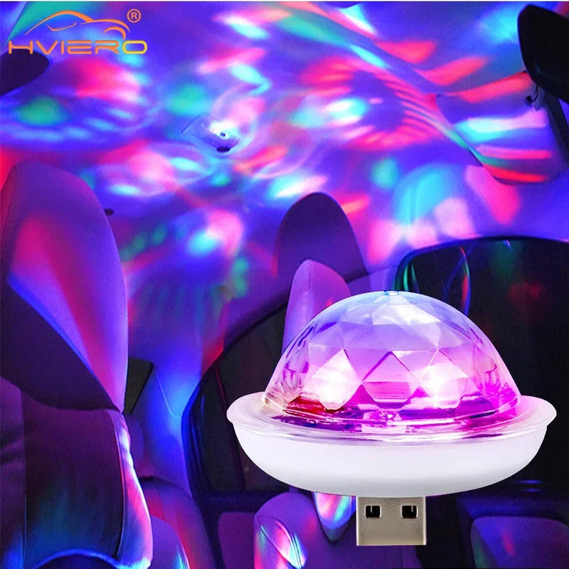 1pcs USB Dj Lantern Led Bar Night Light LED RGB Discos Stageing Projector Welcome Micro Crystal Ball Sound Party Atmosphere Lamp