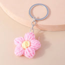 Lovely Handmade Knitted Flower KeychainCrocheted Key Rings for Women Girls Handbag Pendants Charms DIY Jewelry Gifts