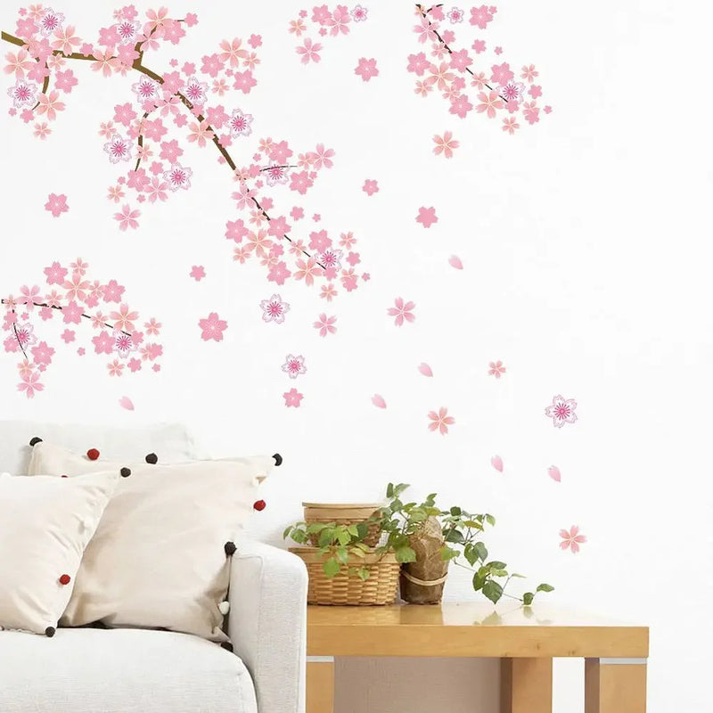 Cherry Blossom Flower Wall Stickers Warm Bedroom Decor Flower Tree Branch Art Decals Wall Decor Mural DIY Sofa Background