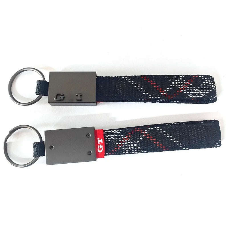 Alloy Car Keychain Woven Fabric Key Anti Loss Rope For VW Polo Golf GTI Keyring