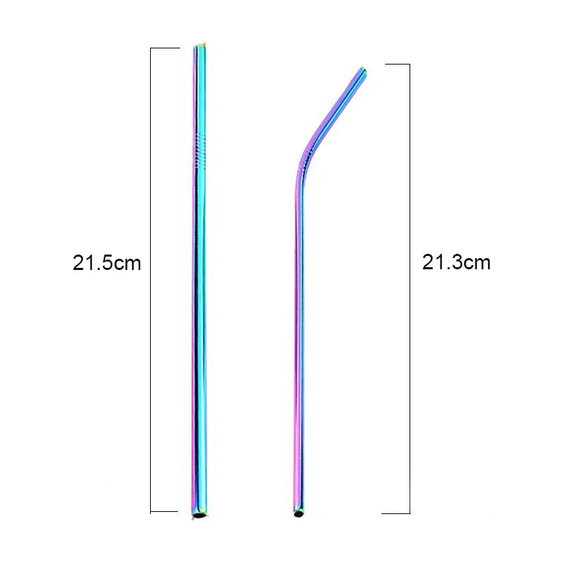 Colorful Stainless Steel Drinking Straws Straight and Bent Reusable Filter With Brush DIY Tea Coffee Tools Party Bar Accessories