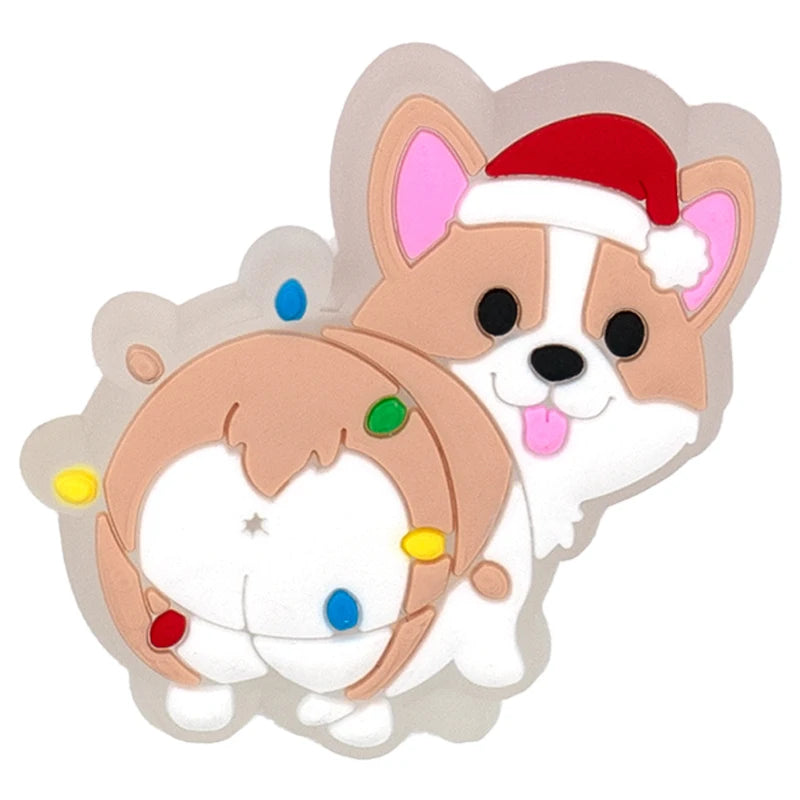 1-5PCS New Christmas LED Shoe Charms,Cute Santa Claus Cat & Dog Pin Accessories for Sandals,Shoe Clogs Buckle Christmas Gifts