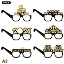 2026 New Year Paper Glasses 6/12pcs Festive New Year's Eve Party Glasses Fun Photo Props Party Eve Decoration Universal Size