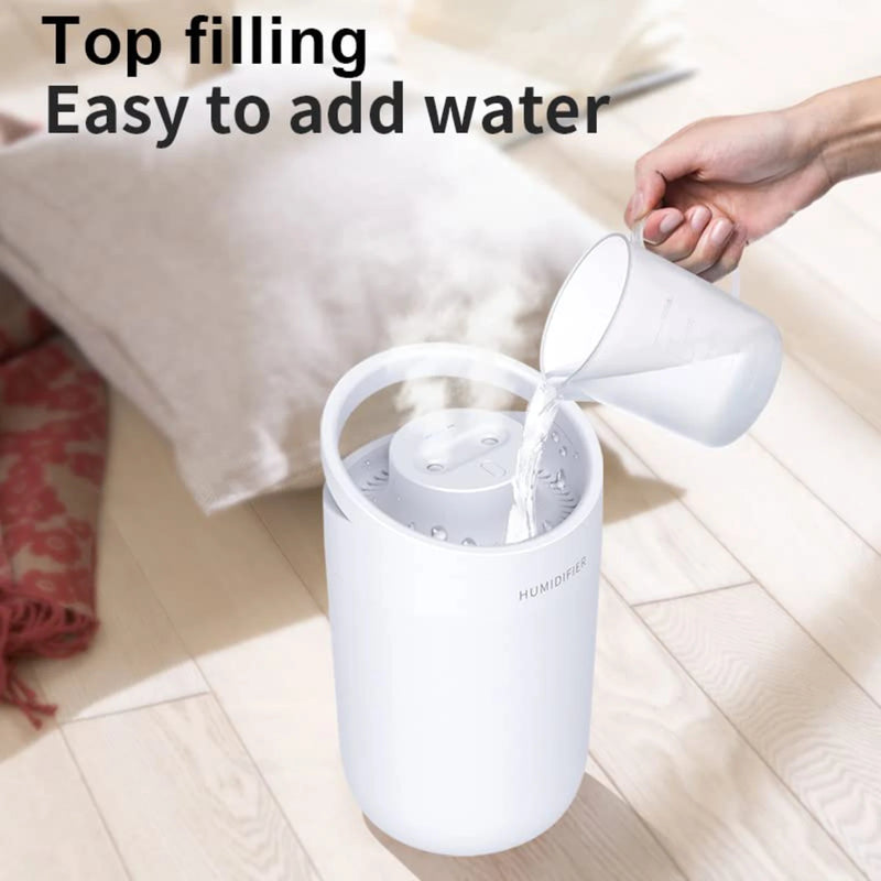 3L Humidifier Big Capacity Water Tank Top Filling Cool Mist for Baby Bedroom Office