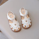 Kid Shoe Girl Soft Soles Casual Shoe Fashionable Princess Shoes New Flower Embroidery Beach Shoes Love-Shape Girl Sandals 2024