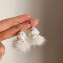 Bear Earrings for Women Girls 2023 Fashion Korea Silver Needle Autumn and Winter Earrings Cute Flocking Rabbit Ear Studs Jewelry
