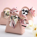 60pcs Leather Gift Bags for Easter Eid Wedding Guest Favour Box Mini Handbag With Ribbon Packaging Box Distributions Party Gifts