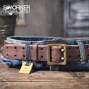 Vintage Genuine Leather Men's Belt With Copper Buckle, Handmade Casual Double Pin Buckle Belt With Gift Box, Thickened Top-layer