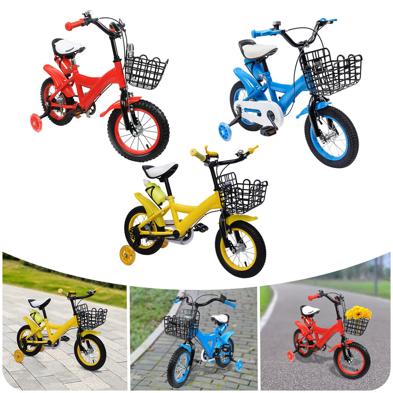 Children Bike Boys Girls Toddler Bicycle Adjustable Height Kid Bicycle with Basket for 2-4 Years Old Blue / Red / Yellow