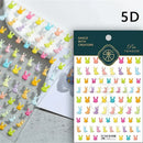 Rabbit Pearl Butterfly 5D Easter Egg Nobility Cute Bunny Soft Relief Self Adhesive Nail Art Decoration Sticker Hot 3D Nail Decal