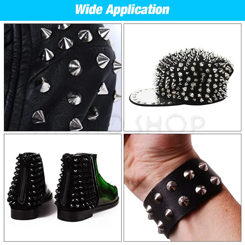 5-50pcs/set Silver Bullet Spikes Rivets For Leather Punk Studs and Spikes Clothes Thorns Patch Jacket Accessary With Screws