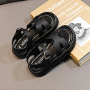 Children's Summer Sandals Solid Color Girls School Thick Bottom Sandals Fashion Kids Causal Open-toe Beach Sandals Hook Loop New