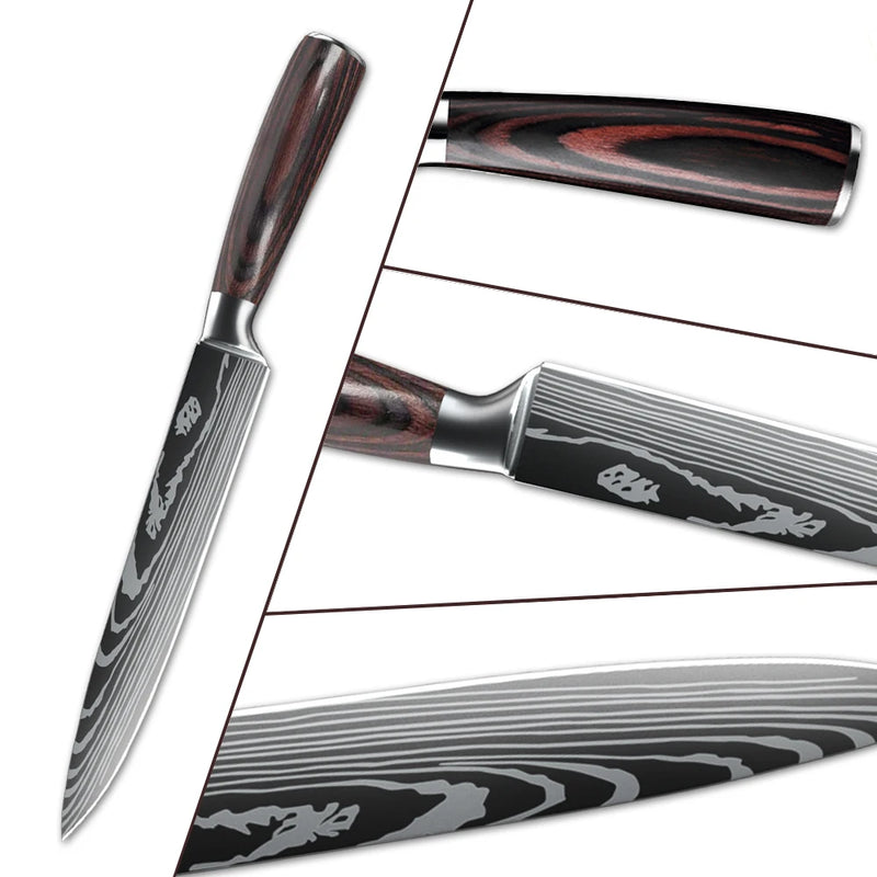 Japanese Kitchen Knives German Stainless Steel 8 Inch Slicing Knife Sharp Razor Carving Knife Sushi Knife for Birthday Gift