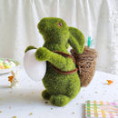 Easter Bunny Green Straw Doll Decor Moss Rabbit Egg Carrot Table Ornament Easter Spring Garden Simulated Rabbit Statue Home Deco