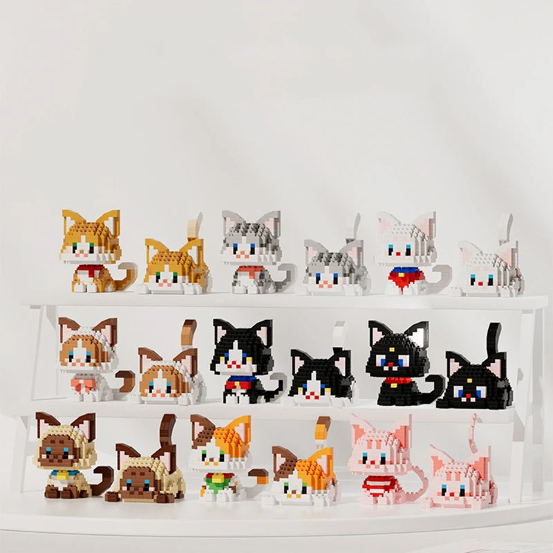 Micro Particle Building Blocks Cute Pet Cat Series Cute Diy Assembled Toys Orange Cat Black Cat Gift Children's Puzzle Gift