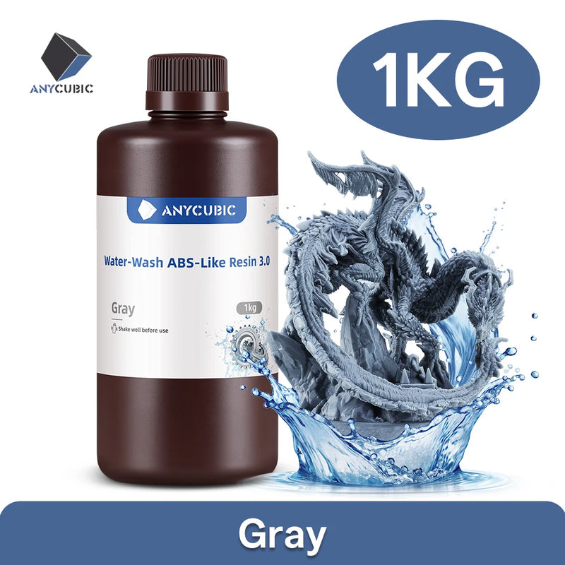 ANYCUBIC Water Wash ABS LIke Resin 3.0 For 3D Printer 405nm Water-Washable Quick Curing 3D Printing Materials For Photon Mono M7