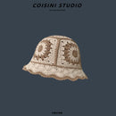 2024 New Korean-Japanese Hand Buckle Crochet Bucket Hat Spring and Autumn Winter Sun Hat Female Cherry Designer Bob Basin Hat