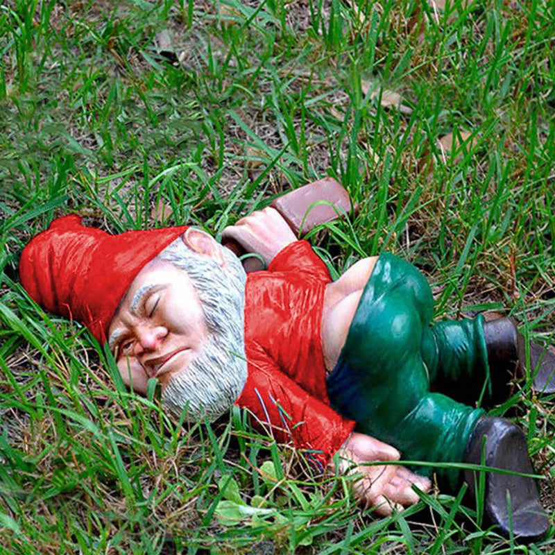 Christmas Garden Dwarf Gnomes Statues Outdoor Decor Drunk Gnome Resin Sculpture Decorations for Patio and Yard Lawn Porch Decor