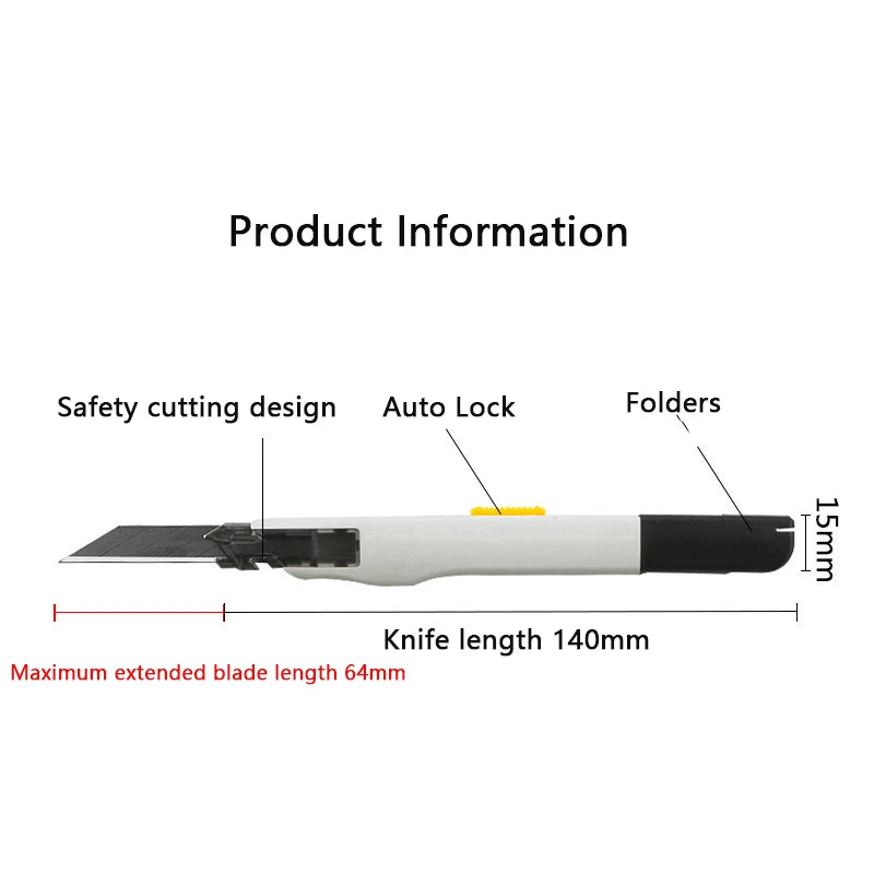 Portable Utility Knife 9mm No Shaking 30° AutoLock Pocket Box Cutters for Lightweight Office Home Arts Crafts Hobby Carver Tools