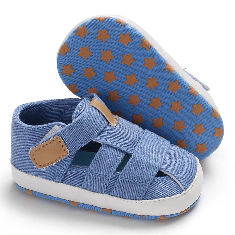 Summer Newborn Baby Fashion Soft Crib Shoes First Walker Anti Slip Sandals Shoes Boy Girl  Prewalker Canvas Casual Shoes 0-18M
