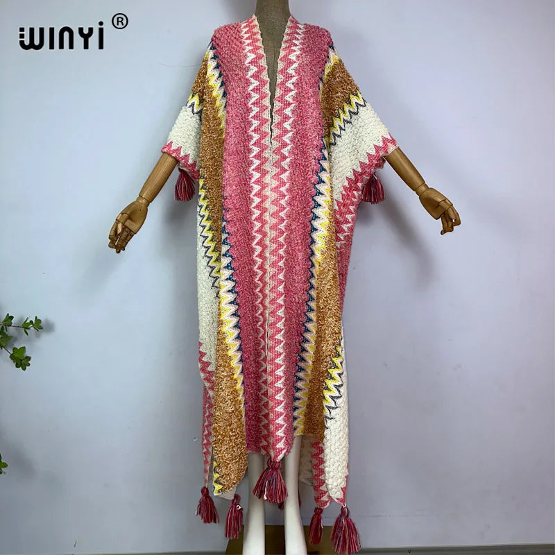 WINYI woman Winter Knitted cardigan coat Loose Christmas Fashion hipster party dress Thick Warm free size Female cloke overcoat