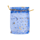 50Pcs Eid Mubarak Decoration Mesh Bag Organza Hot Stamping Silver Star Moon Candy Gift Drawstring Packaging Bag Party Supplies