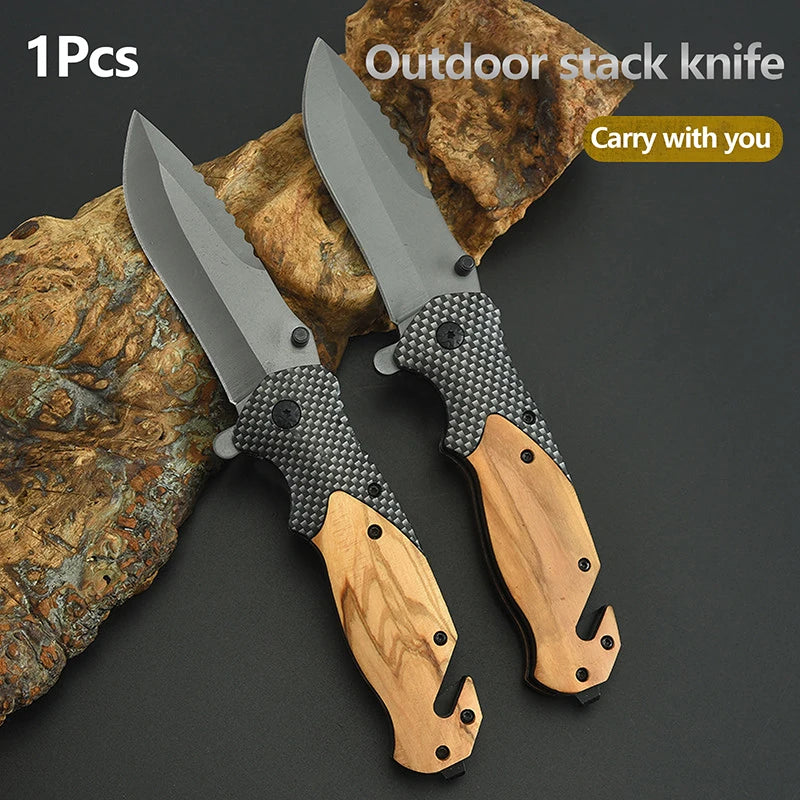 1pc Folding Knife Stainless Steel Portable High Density Camping Knife Outdoor Camping Tactics Mini Portable Knife