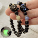 Creative Cute Big Eye Cat Luminous Bracelets For Women Animal Pendant Beaded Hand Chain Friendship Couple Bracelet Jewelry Gifts