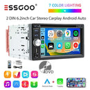 ESSGOO 2 DIN 6.2inch Car Stereo CD DVD AM FM RDS USB Bluetooth TF AUX Carplay Android Auto Head Unit Touch Screen Radio Camera