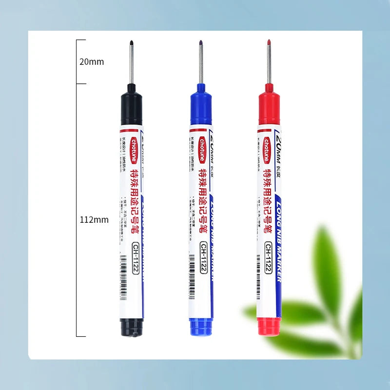 1pcs 20MM Red/Black/Blue/White/Green Ink Long Head Markers Bathroom Woodworking Decoration Multi-purpose Deep Hole Marker Pens