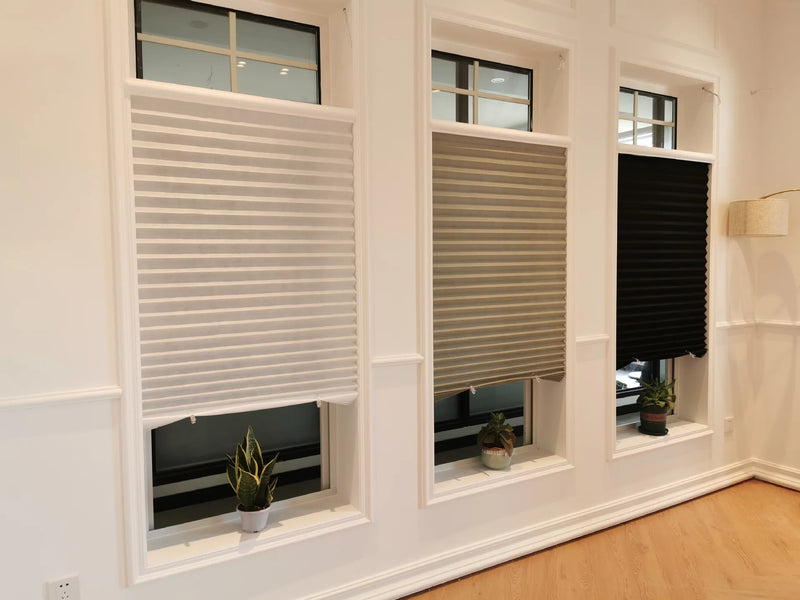 White Blind for Window, Temporary Window Shade, Light Filtering Pleated Fabric Shade ,Self Adhesive Blinds Room Darkening Blind