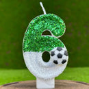 Glitter Green White Football Numbers 0-9 Candle Cake Toppers Cake DIY Decoration for Football Theme Anniversary Party Decoration