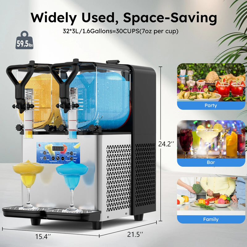 3/6L Commercial Slushie Machine Slush Maker Frozen Drink Maker Dispenser Ice-Cool Juice Smoothie Granita Vending Machine 110V