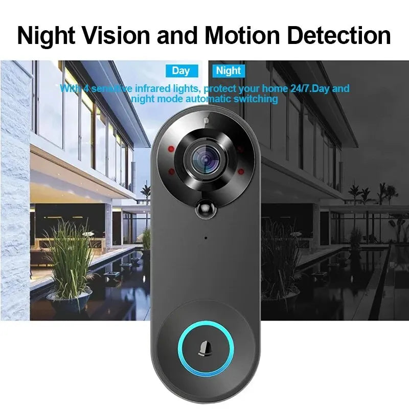 Tuya Household Wireless Wifi Visual Cat's Eye Doorbell Intelligent Voice Intercom Video Anti-Theft Monitoring Doorbell Infrared