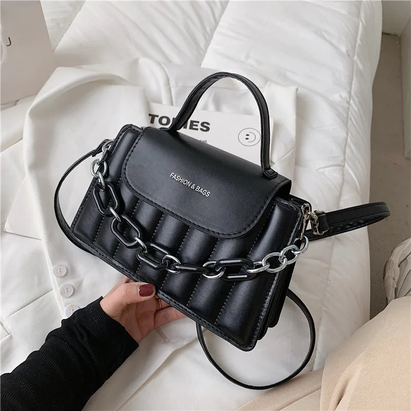 New Chains Shoulder Bag Women Solid Color Crossbody Bag Designer Messenger Handbag and Purse Luxury Top-handle Bag feminina