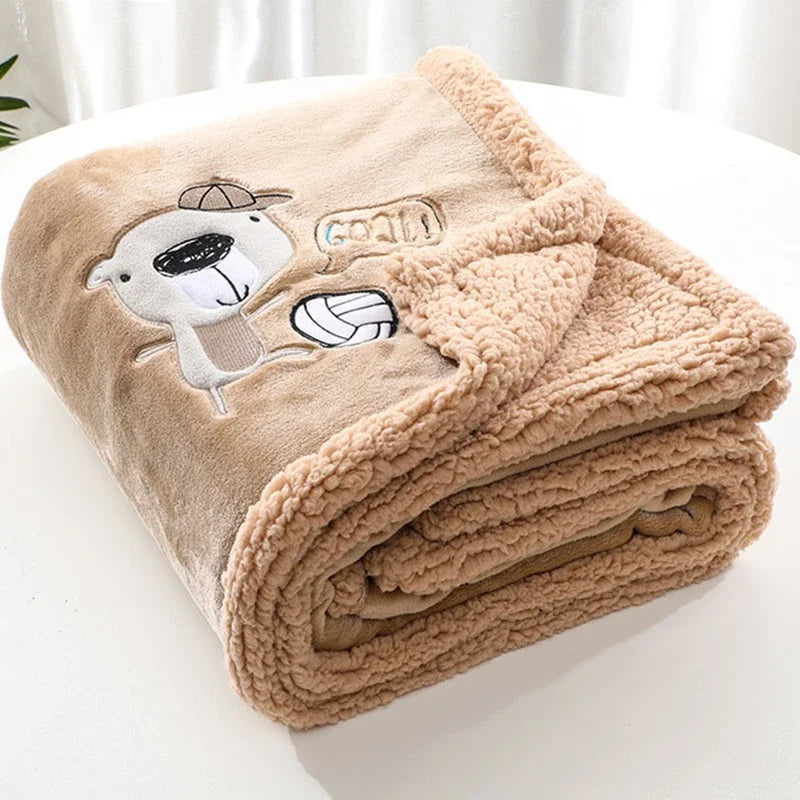 Baby Blankets Newborn Cartoon Bear Embroidery Flannel Baby Blanket Kids Boys Girls Swaddle Wrap Infant Stroller Cover Bed Quilts