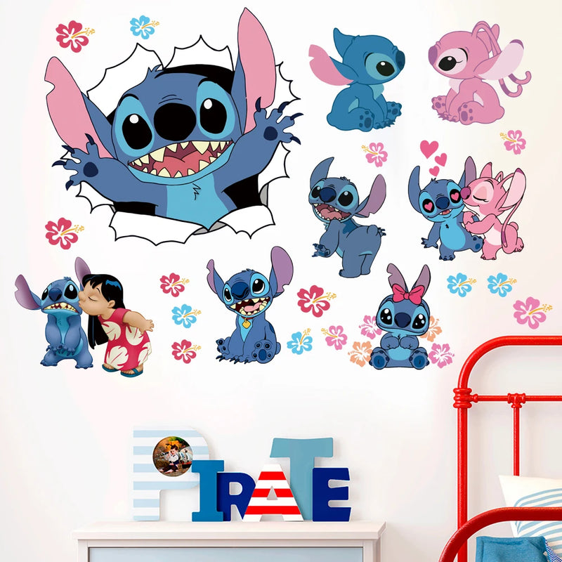 3D Cartoon Lilo & Stitch Movie Wall Stickers For Kids Rooms Kindergarten Living Room Bedroom Wall Decoration Animated Poster