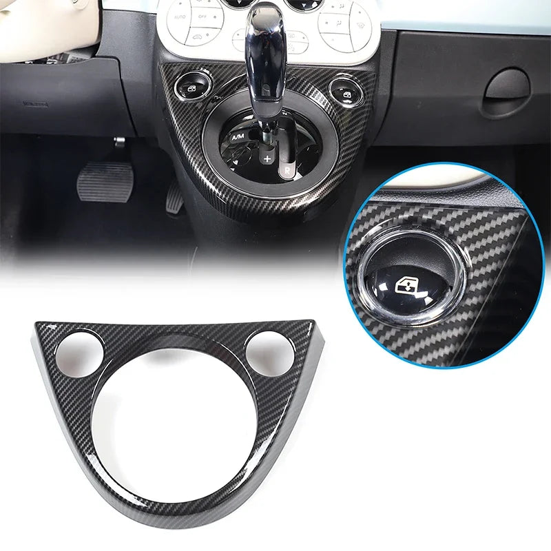 For Fiat 500 2011-2023 ABS Carbon Fiber Car Central Control Gear Shift Panel Display Frame Decorative Stickers Car Accessories