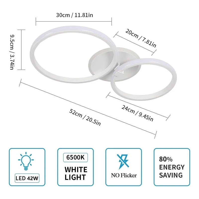 Modern LED Ceiling Light,42W 3500LM Round Ceiling Lamp,LED Chandelier Ceiling Light Made of Acrylic for Bedroom 6500K