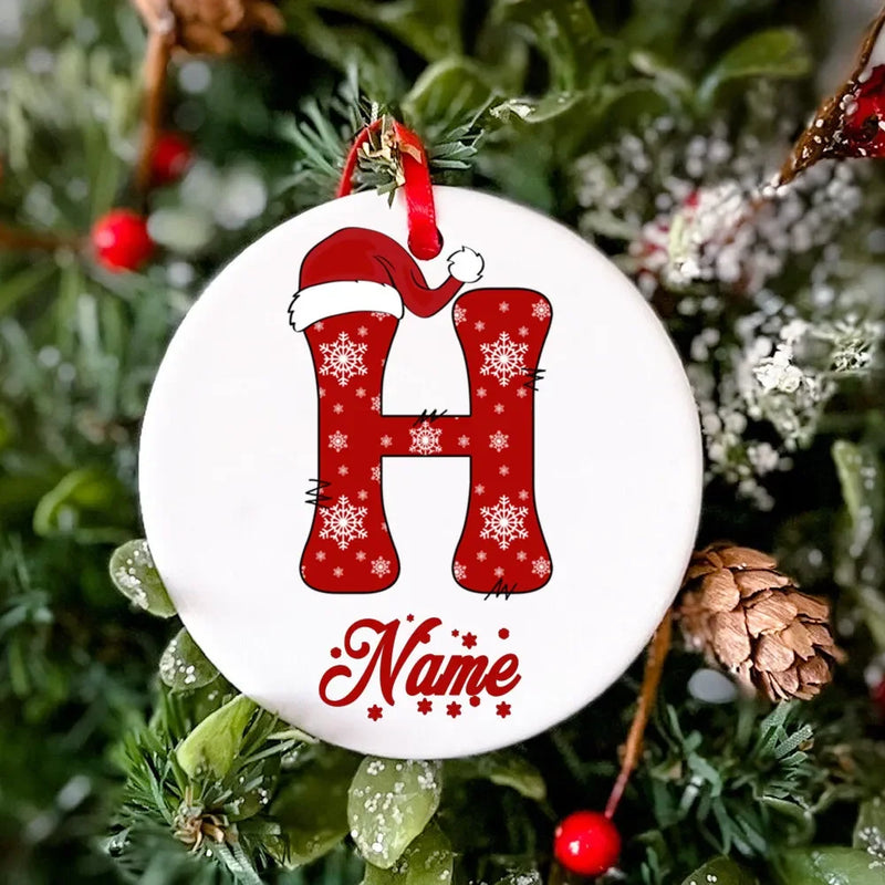 Personalized Christmas Ornament Custom Name Photo Prop Christmas Family Party Ceramic Ornament Xmas Keepsake Gift Drop Ornaments