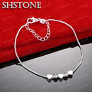 SHSTONE 18K Gold Solid Heart Beads Bracelet For Woman Fashion Charm Jewelry Lady Cute Hand Chain Wedding Bangles Birthday Gifts