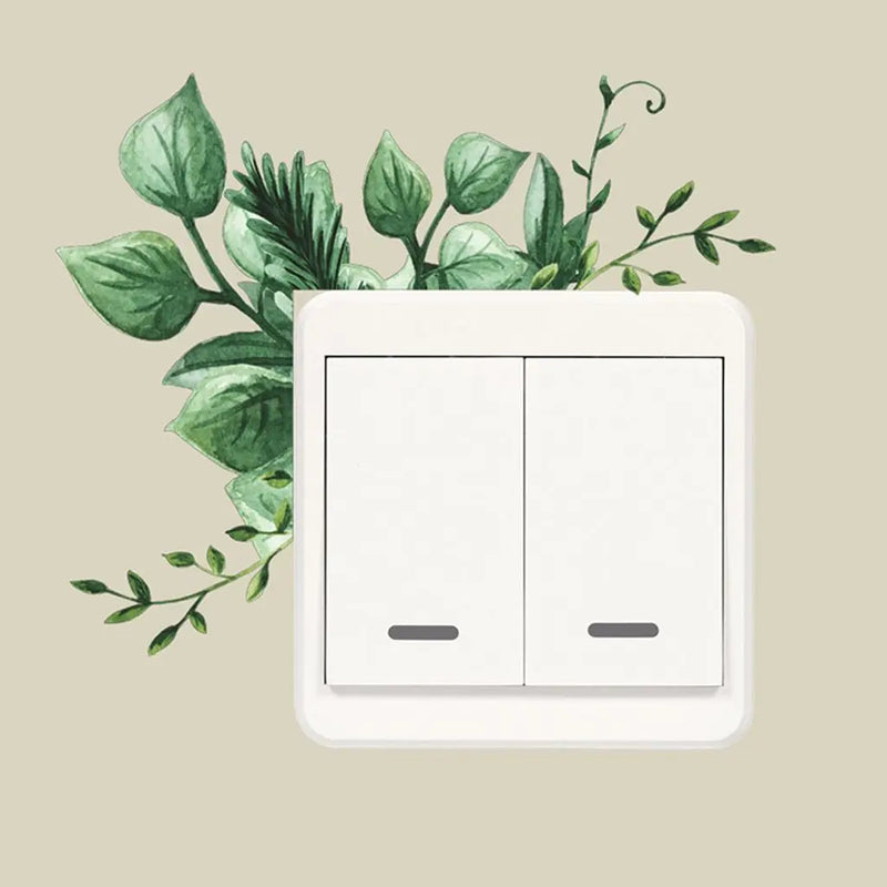 Creative Rose Daisy Peony Flowers Leaves Green Plant Wall Switch Stickers PVC Light Plugs Switches Plant Decals Home Decor Gifts