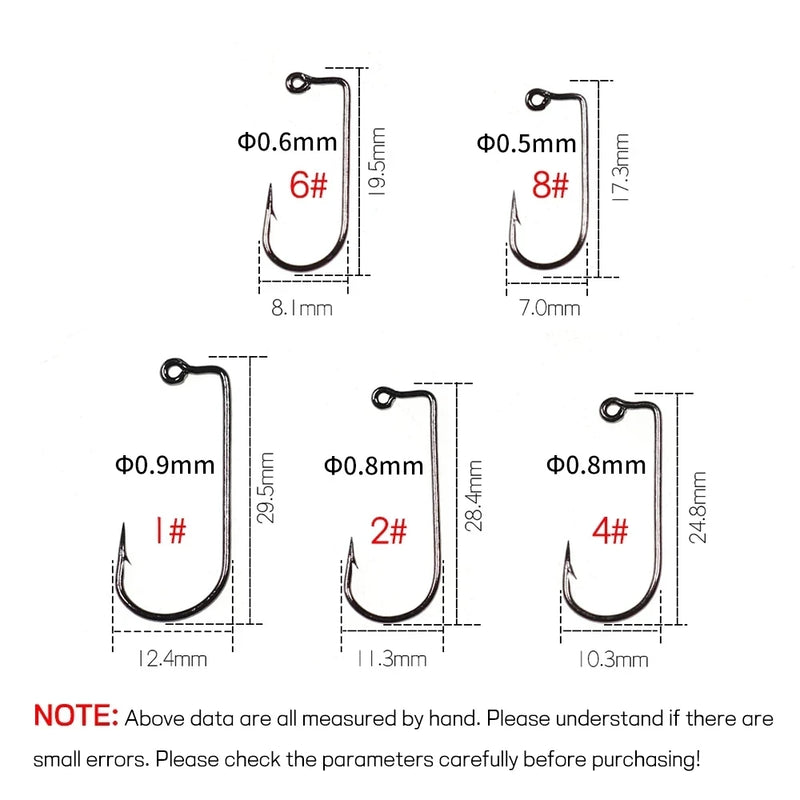 100PCS  Aberdeen Offset Jig Hook High Carbon Steel 90 Degree Shank Bent Saltwater Jig Hooks 8 6 4 2 1 1/0 2/0 3/0 4/0 5/0 6/0