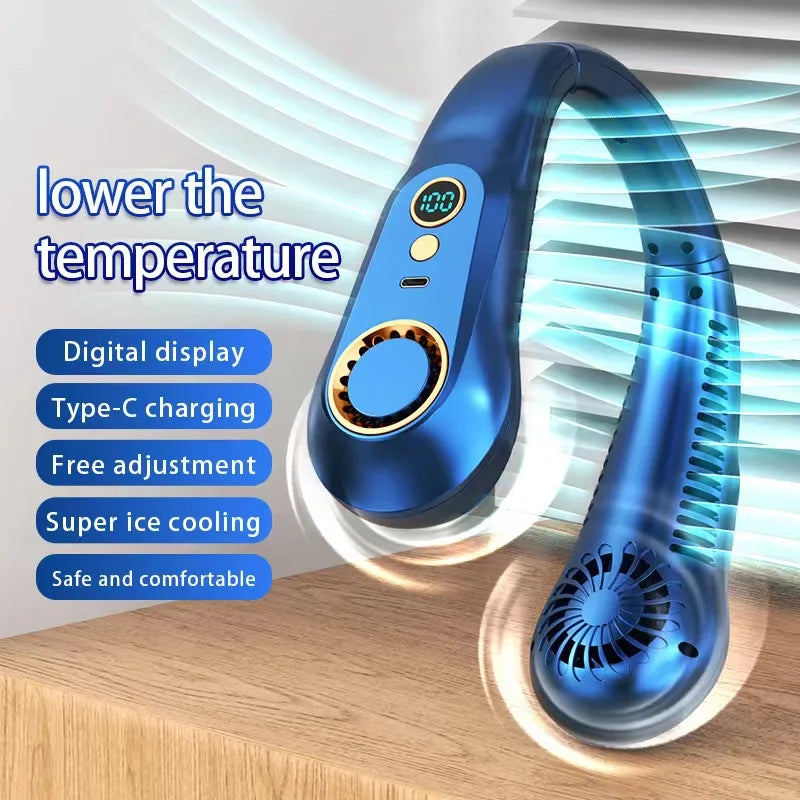 Xiaomi Mini Neck Fan High Power Digital Display Rechargeable Portable Silent Air Cooler Sports Electric Fan  Summer Air Cooler