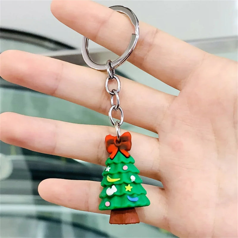 Santa Claus Couple Keychain Cute Cartoon Christmas Car Accessories Backpack Bag Phone Hanger Creative Gift Holiday Decoration