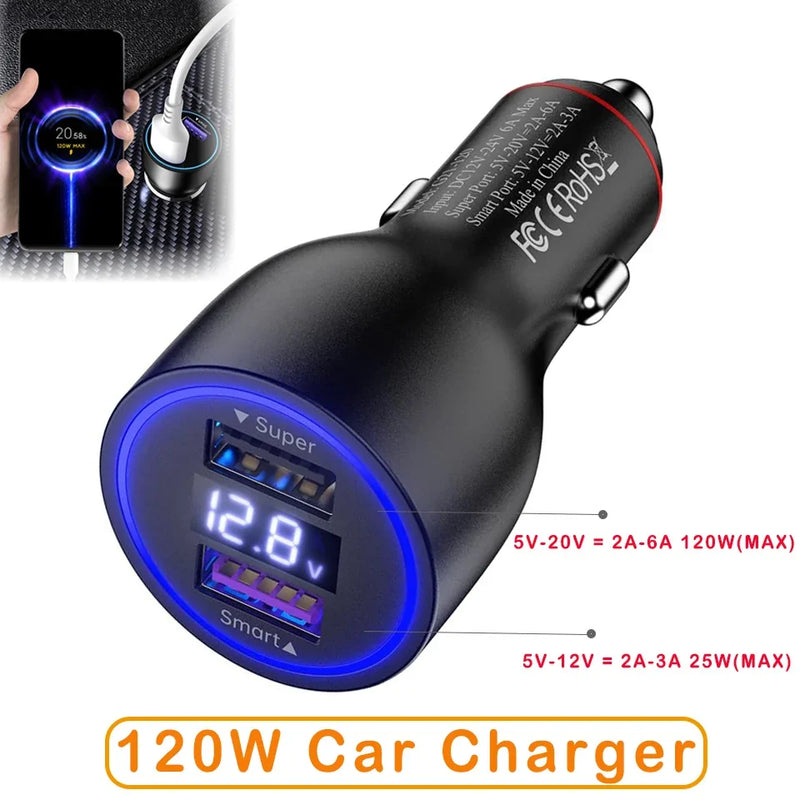 Xiaomi Mi Car Charger Original Dual Usb A Turbo Charge Cargador 120w 90w Xiao Mi Hyper Fast Charge Cable 14 Ultra 13 T Redmi K70