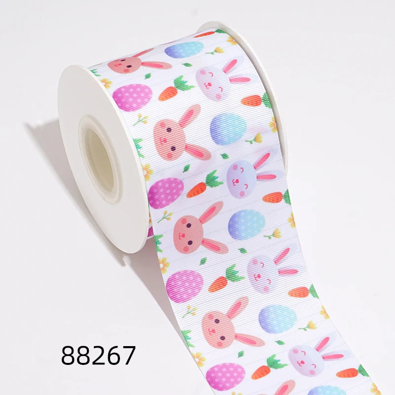 DIY Cartoon Easter Egg Bunny Printed Grosgrain Ribbon For Craft Supplies Sewing Accessories 5 Yards. 88266