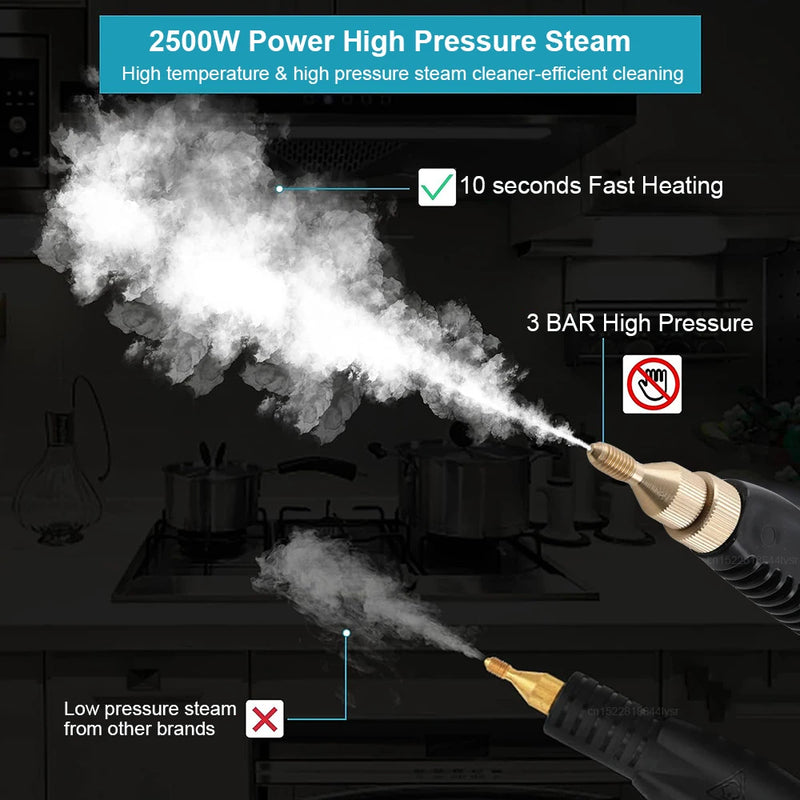 Steam Cleaner 2500W High Pressure Handheld Steam Cleaner for Home Kitchen Hood Car High Temperature Sterilization Steam Cleaner